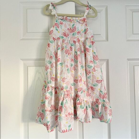 Shabby Chic Floral Spaghetti Strap Ruffle Cotton Dress Toddler 4T - Picture 1 of 4